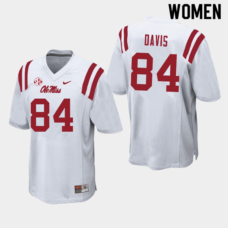 Women #84 Qua Davis Ole Miss Rebels College Football Jerseys Sale-White - Click Image to Close